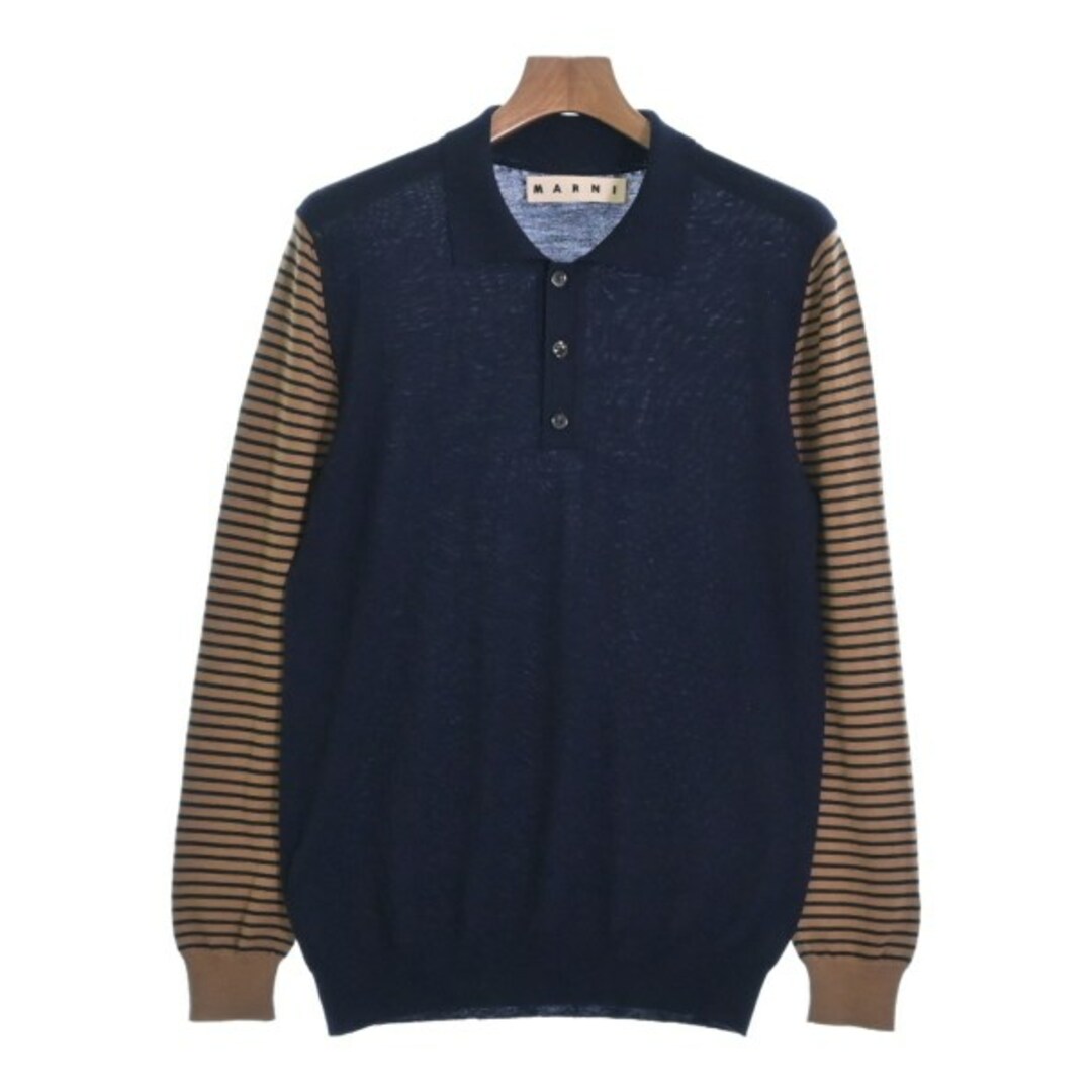 MARNI マルニ ニット・セーター 44(L位) 紺xキャメルx黒(ボーダー