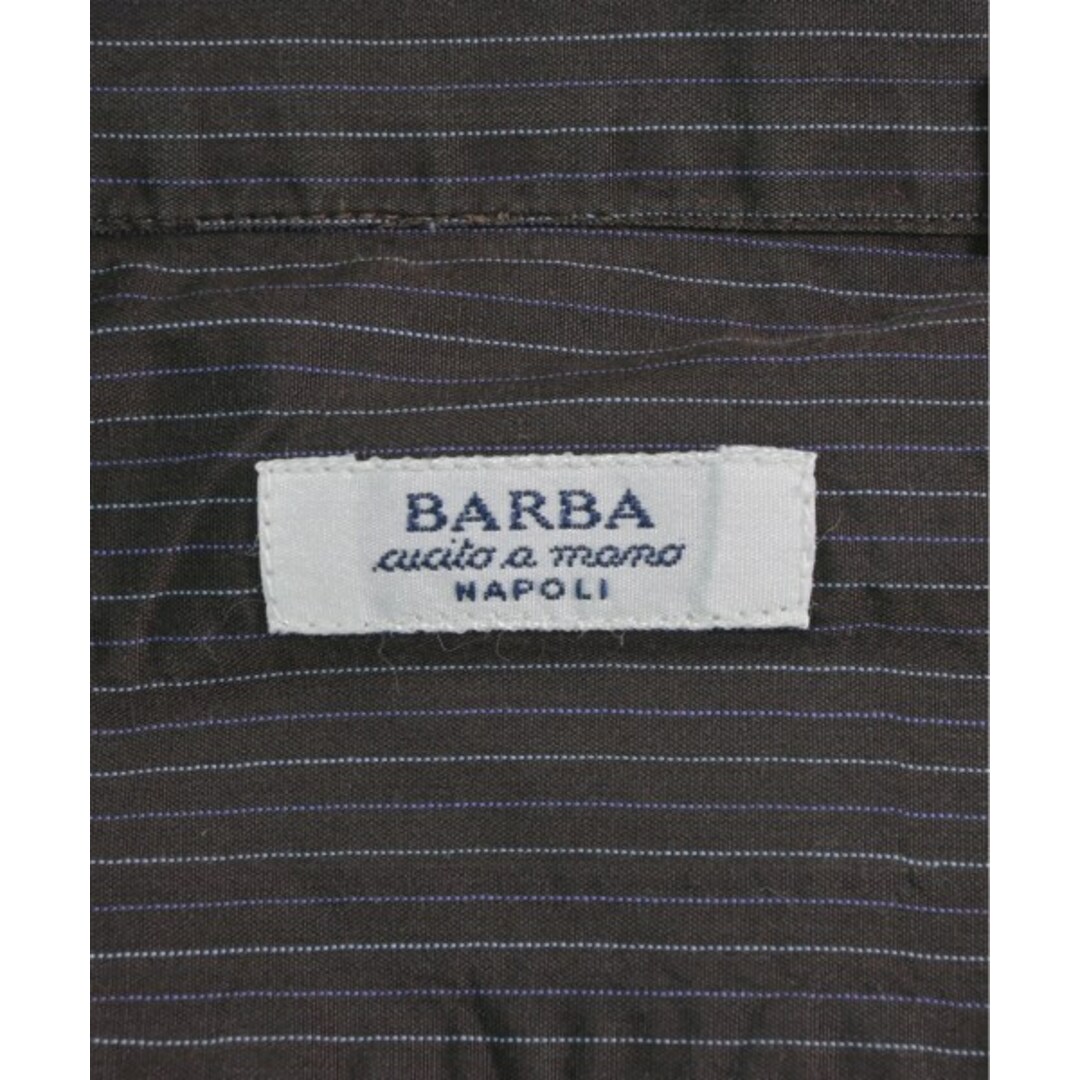 BARBA(バルバ)のBARBA カジュアルシャツ 41(XL位) こげ茶系x青系(ストライプ) 【古着】【中古】 メンズのトップス(シャツ)の商品写真