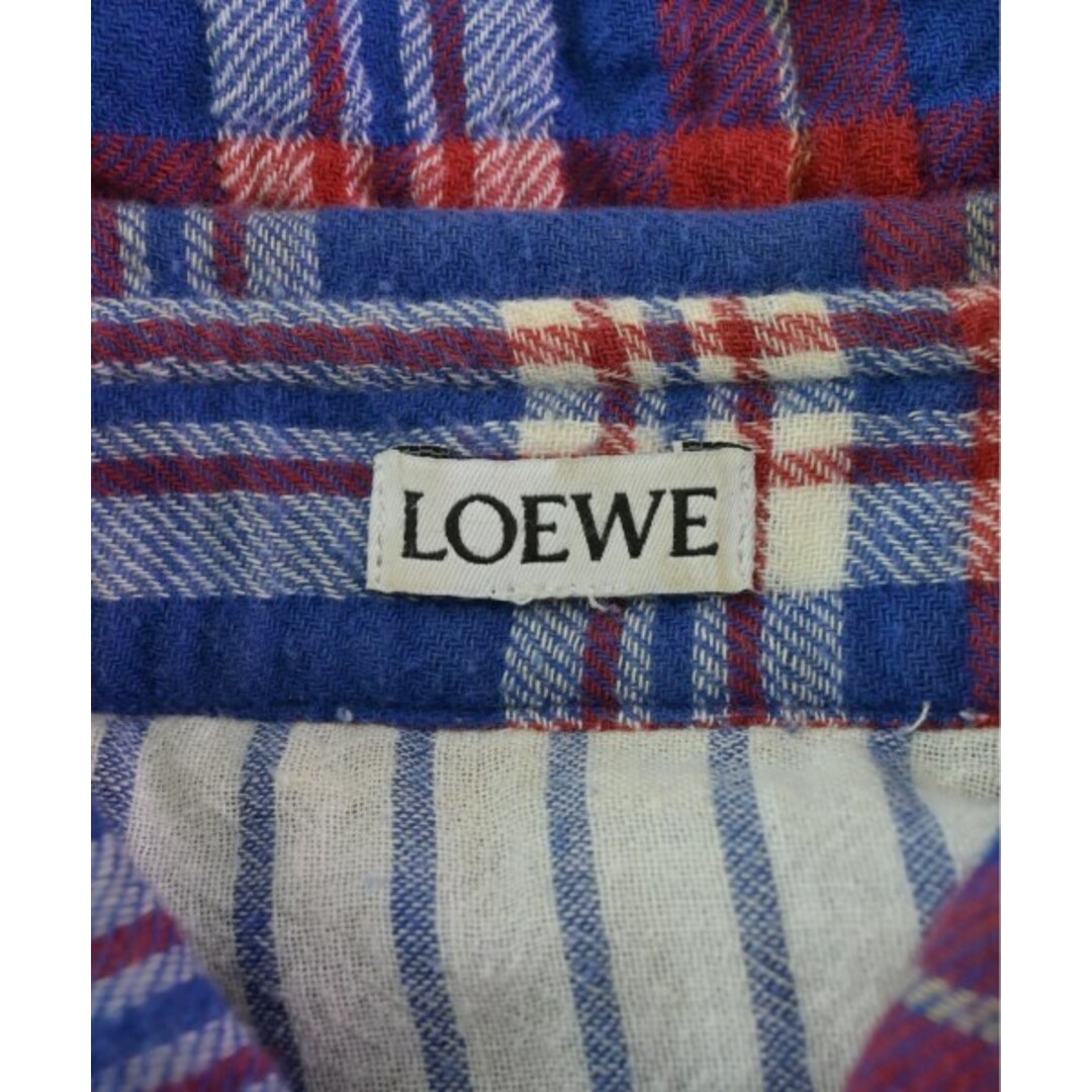 LOEWE ロエベ カジュアルシャツ XS 青x白x赤等(チェック)