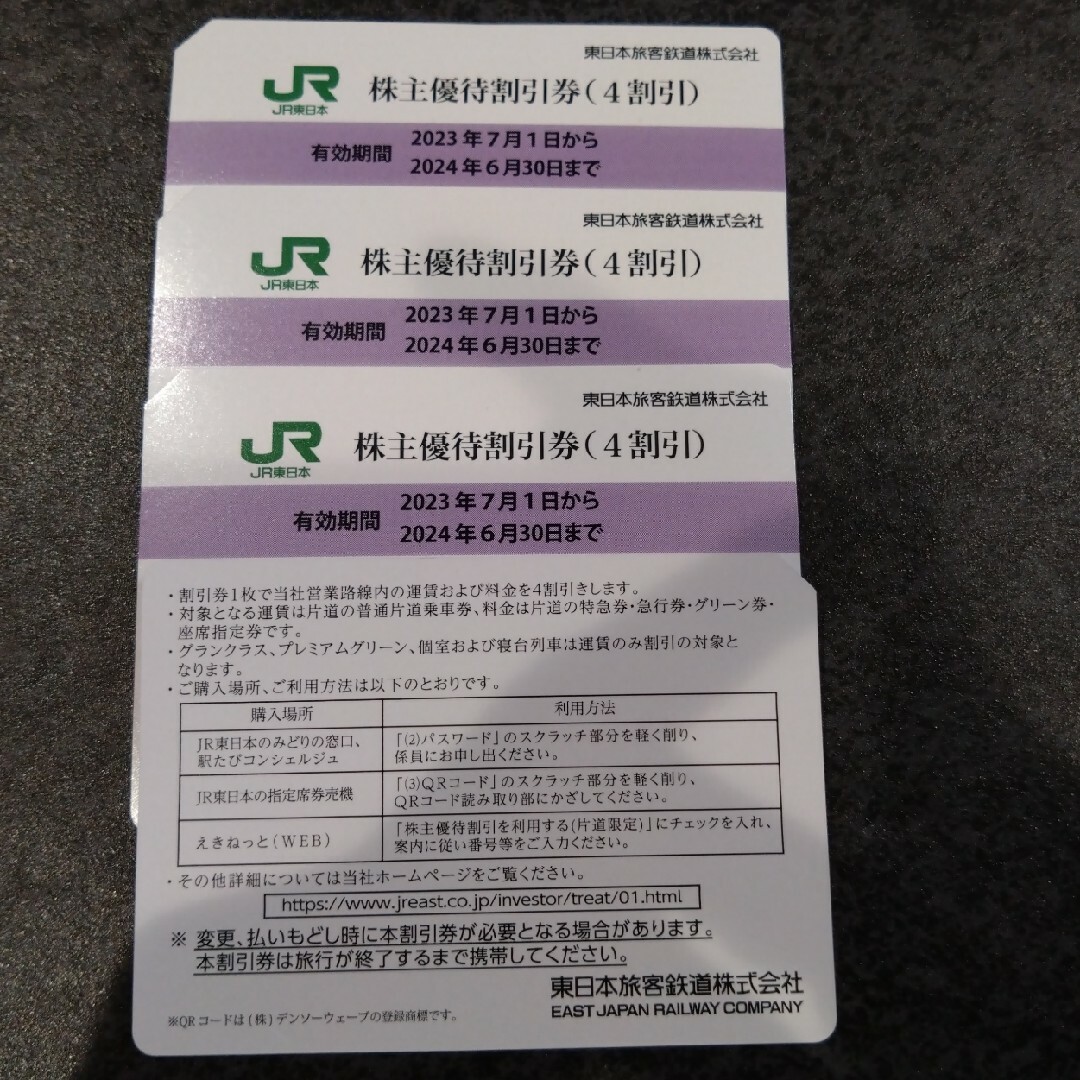 JR東日本 株主優待割引券　4枚 1