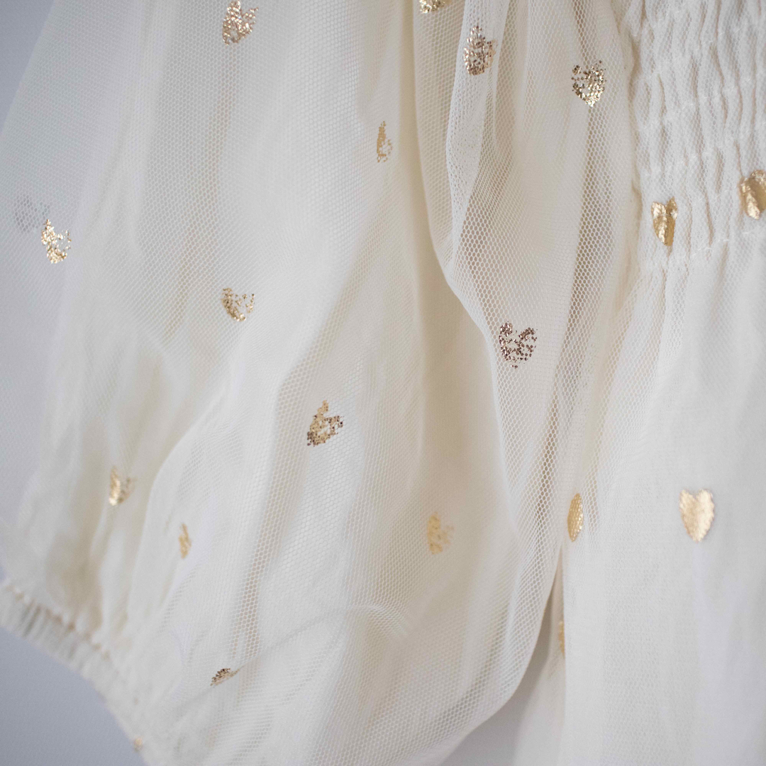 bonjour diary Gold heart tulle tunic 4y キッズ/ベビー/マタニティのキッズ服女の子用(90cm~)(ワンピース)の商品写真