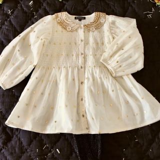 bonjour diary Gold heart tulle tunic 4y(ワンピース)