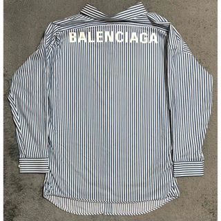 国内正規品BALENCIAGAバックロゴオーバーサイズ長袖シャツメンズ38ピンク