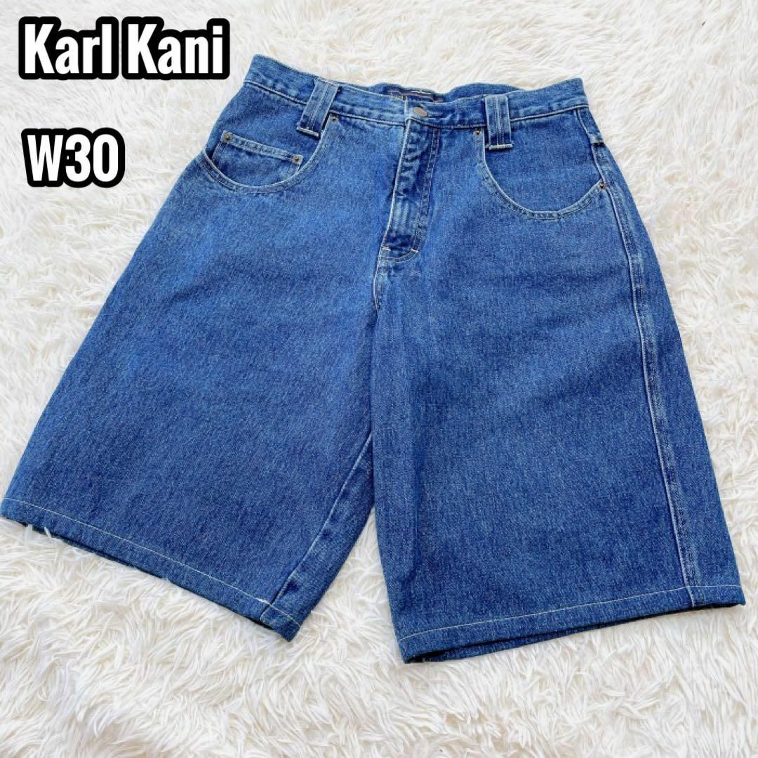 Karl Kani(カールカナイ)のKarl Kani ショートデニム ワイドシルエット 刺繍ロゴW30 M メンズのパンツ(ショートパンツ)の商品写真