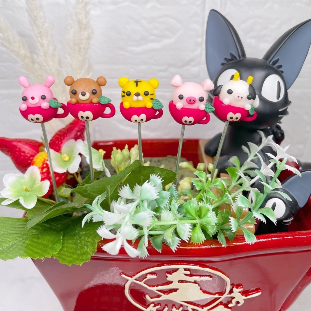ハンドメイド ガーデンピック ハチミツからひょっこりクマちゃんピック