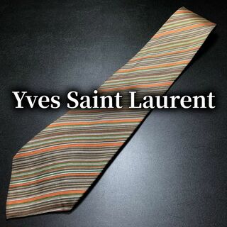 サンローラン(Saint Laurent)のイヴサンローラン レジメンタル ブラウン ネクタイ B103-E04(ネクタイ)
