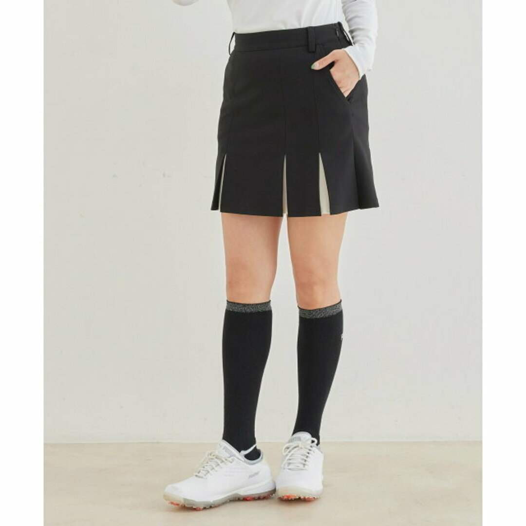 JUN&ROPE’(ジュンアンドロペ)の【ブラック（01）】【保温】2WAYサキソニー配色プリーツスカート レディースのスカート(ロングスカート)の商品写真