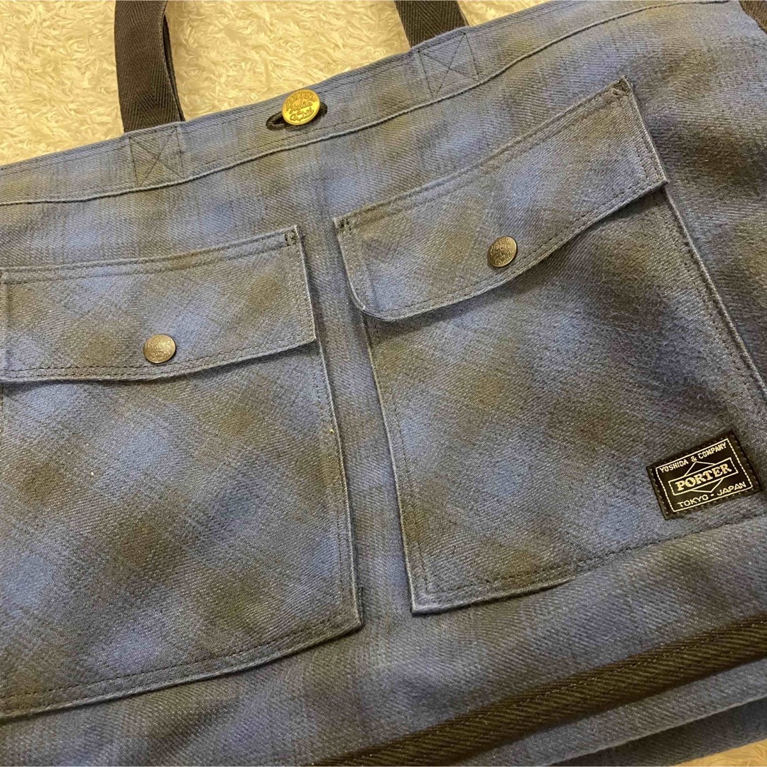 激希少 PORTER ポーター リバーシブル トートバッグ A4可 フランネル