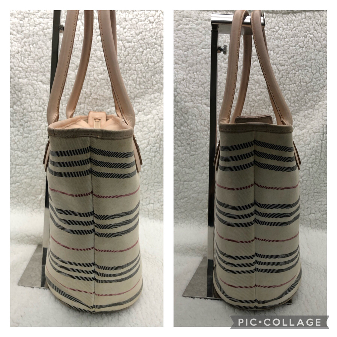 BURBERRY - BURBERRY バーバリー ボーダー柄キャンバストートバッグの