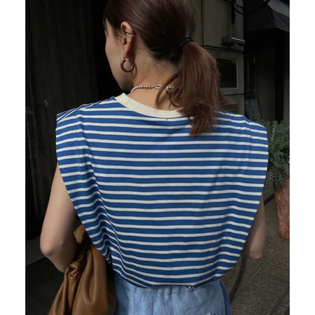 Ameri VINTAGE(アメリヴィンテージ)のAmerivintage OVER SHOULDER BORDER TOP レディースのトップス(Tシャツ(半袖/袖なし))の商品写真