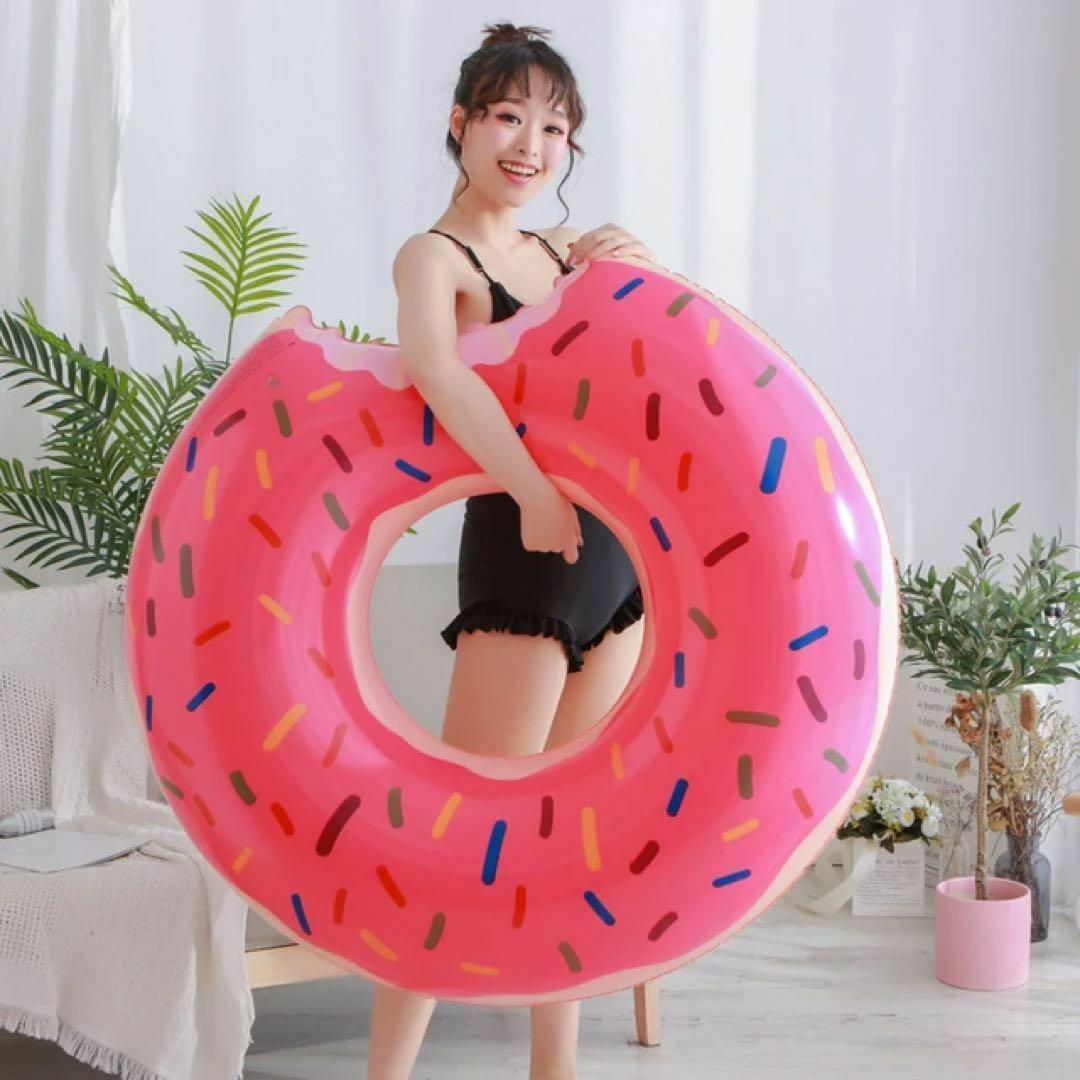 浮き輪 ドーナツ ピンク ストロベリー 大人 90サイズ プール 海 韓国 年中行事 ドーナツ型 浮き輪 ピンク 90センチ 可愛い 即発送 小さめ