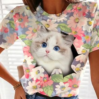 ❤️迷子の子猫ちゃん❤️超可愛いい迷子のこねこちゃん❤️両面プリント　Mサイズ(Tシャツ(半袖/袖なし))