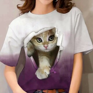 ❤️迷子の子猫ちゃん❤️超可愛いい迷子のこねこちゃん❤️両面プリント　Mサイズ(Tシャツ(半袖/袖なし))