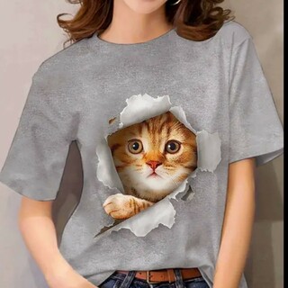 ❤️迷子の子猫ちゃん❤️超可愛いい迷子のこねこちゃん❤️片面プリント　Mサイズ(Tシャツ(半袖/袖なし))