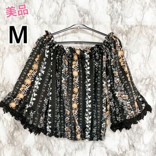 美品✨シフォン オフショル カットソー M 清楚系 夏服 七分丈 レディース(シャツ/ブラウス(長袖/七分))