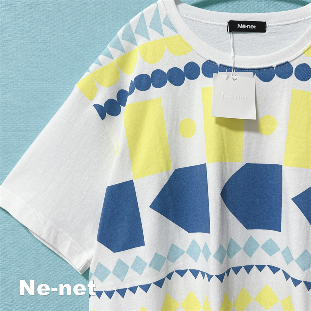 Ne-net(ネネット)の【Ne-net】ネネット テキスタイル総柄 ビックTシャツ タグ付未使用 L レディースのトップス(Tシャツ(半袖/袖なし))の商品写真