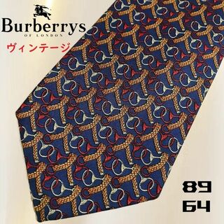バーバリー(BURBERRY)の激レア✨ヴィンテージネクタイ✨ バーバリーズ ナスカン柄 ネイビー シルク100(ネクタイ)