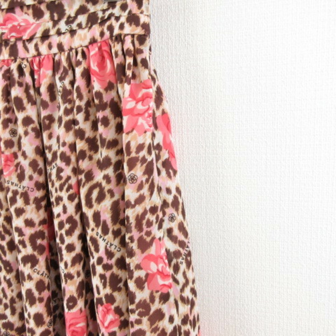 CLATHAS(クレイサス)のクレイサス CLATHAS フレアスカート ミニ ヒョウ柄 ピンク 茶 36 レディースのスカート(ミニスカート)の商品写真