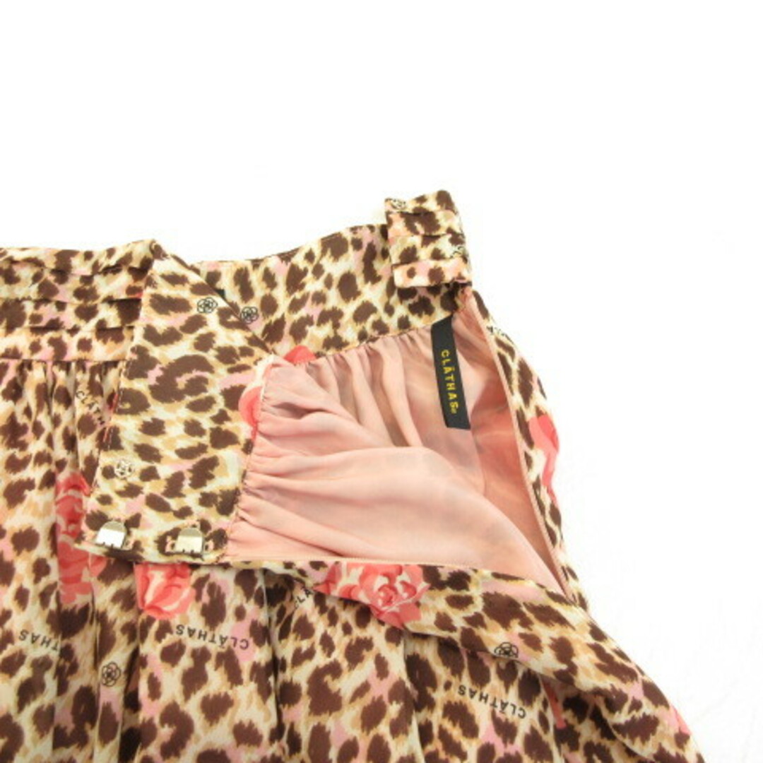 CLATHAS(クレイサス)のクレイサス CLATHAS フレアスカート ミニ ヒョウ柄 ピンク 茶 36 レディースのスカート(ミニスカート)の商品写真