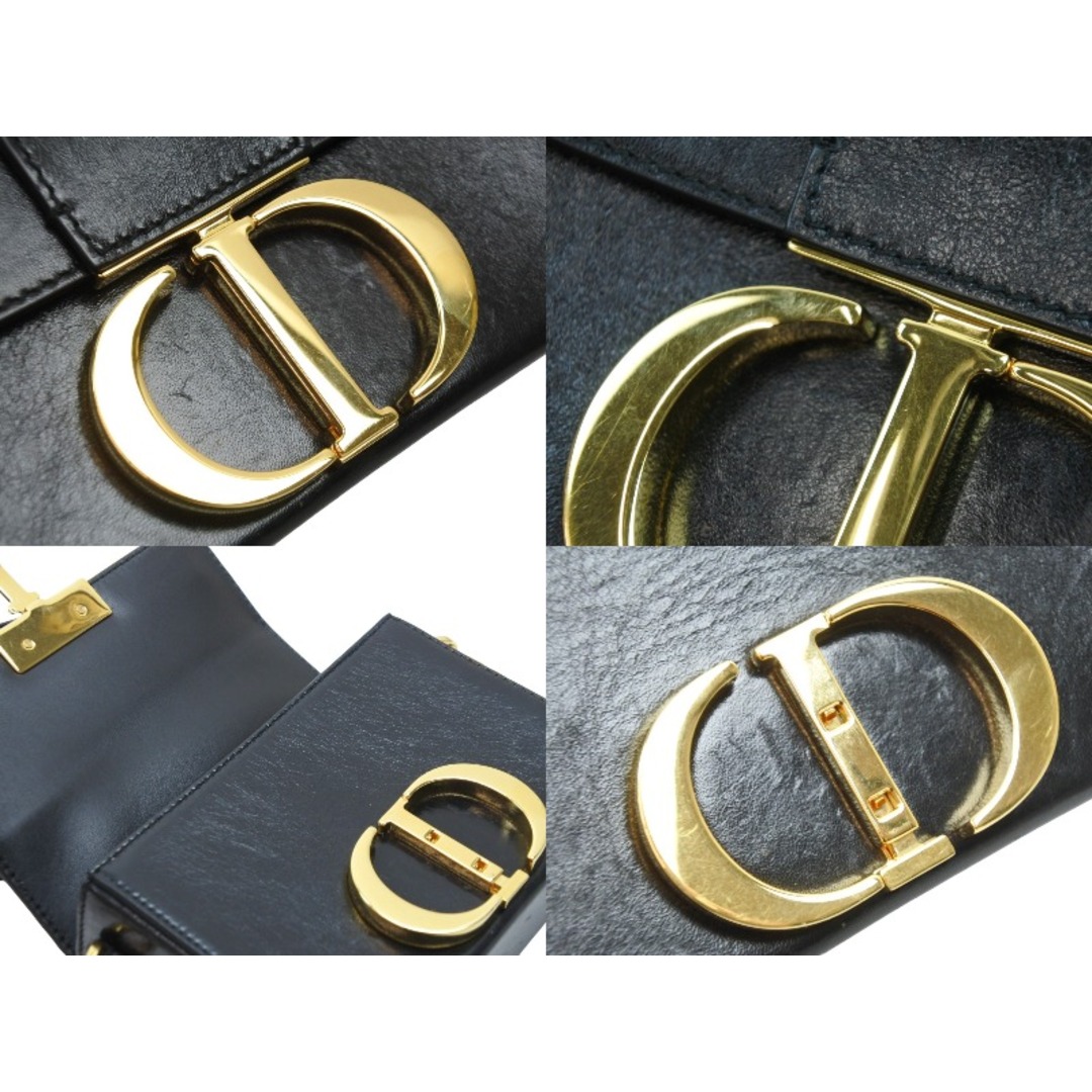 Christian Dior クリスチャンディオール ショルダーバッグ モンテーニュ ブラック ゴールド金具 レザー 美品  51960