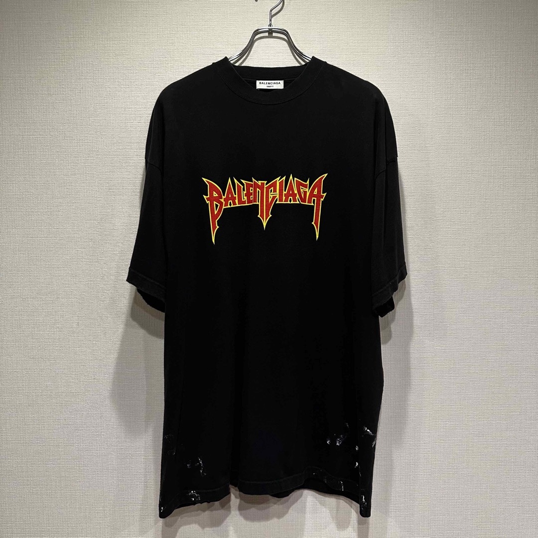 BALENCIAGA METAL PRINT VINTAGE Tシャツカラーブラック