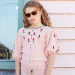 Fish&kids FLOWER BALLOON SLEEVE TOP