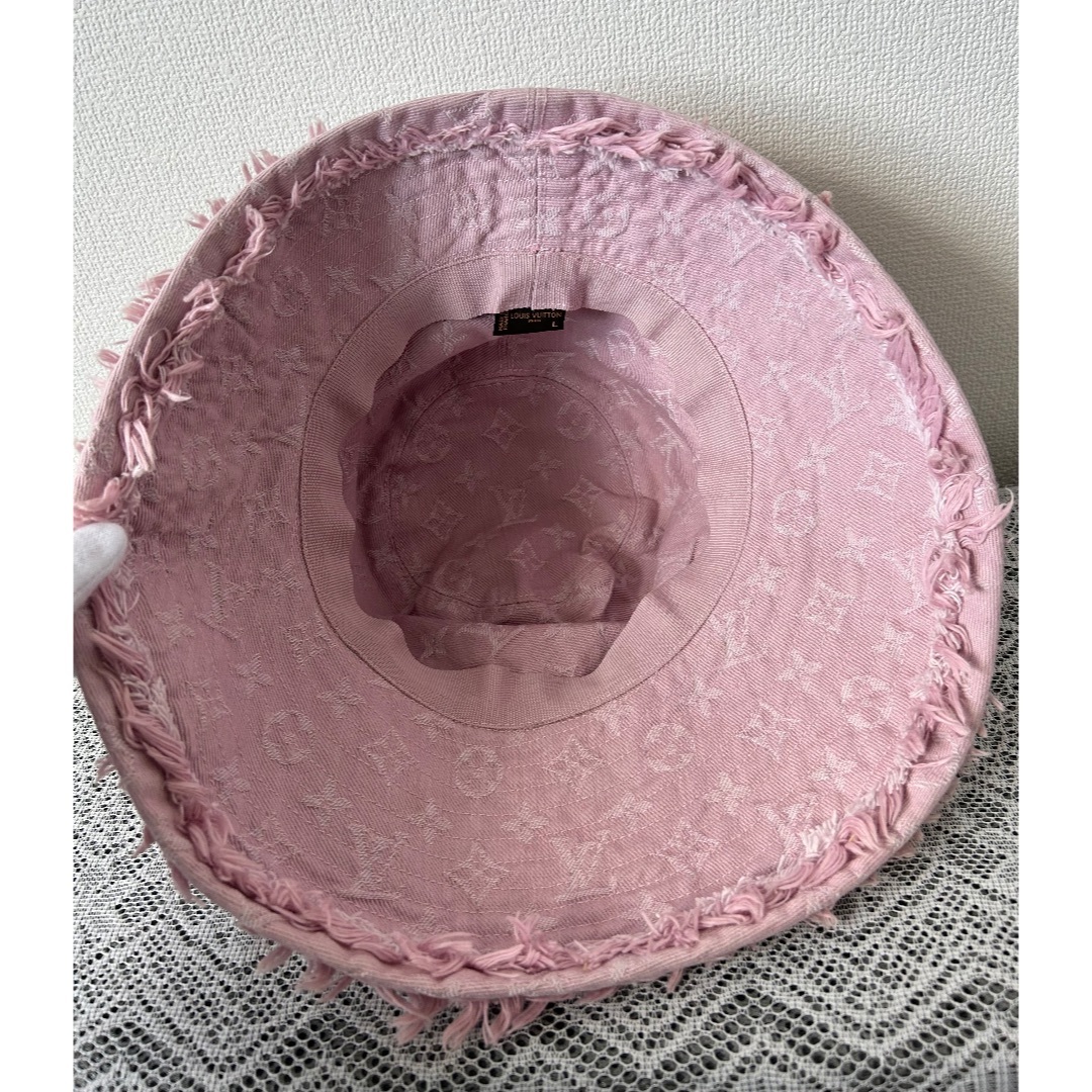 極美品　ヴィトン　モノグラムデニム　バケットハット　ピンク　帽子