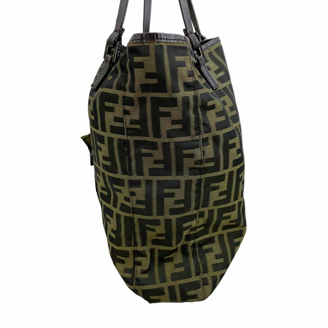 良品 FENDI フェンディ トートバッグ ズッカ ポーチ付き 手提げ ブラウン-