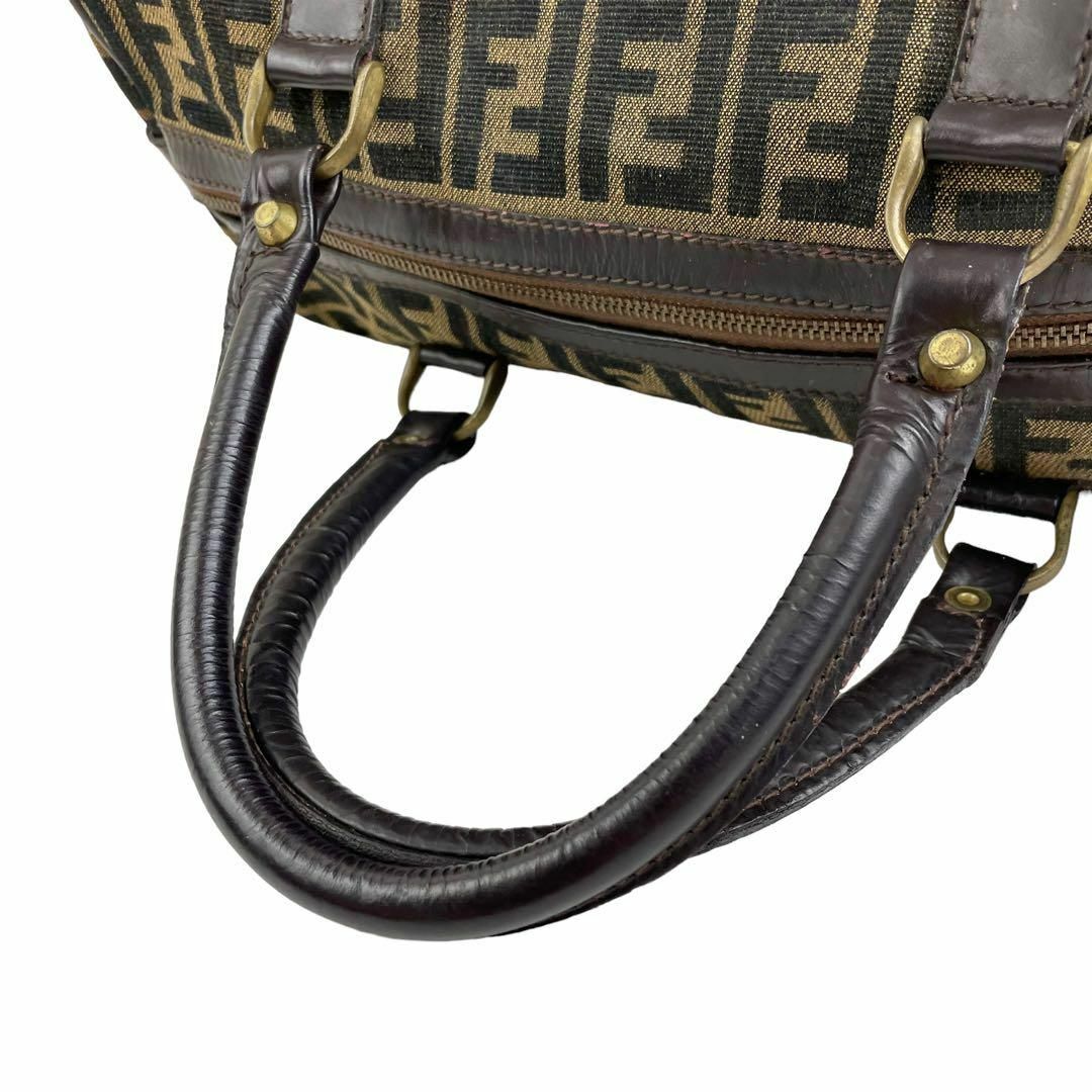 良品 FENDI フェンディ ハンドバッグ ズッカ柄 キャンバス レザー