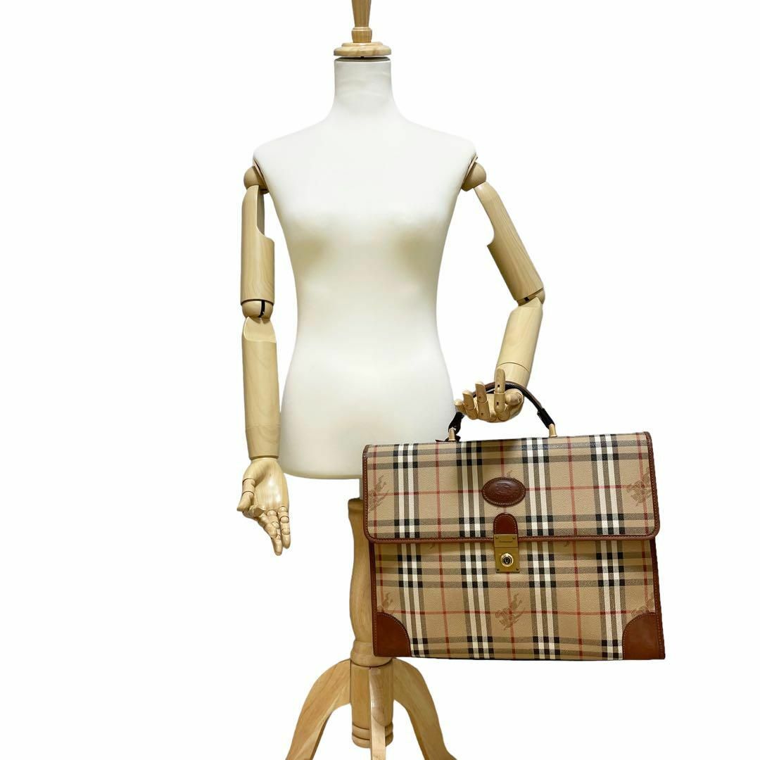 良品 Burberry バーバリー ビジネスバッグ ノバチェック PVC レザー-