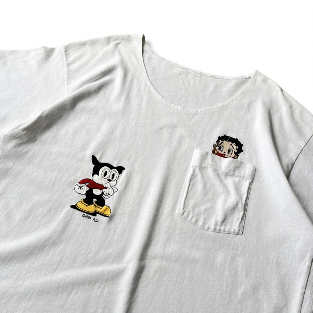 Betty Boop(ベティブープ)の【ヴィンテージ】1994年製 Betty Boop 刺繍 半袖 ポケットTシャツ レディースのトップス(Tシャツ(半袖/袖なし))の商品写真