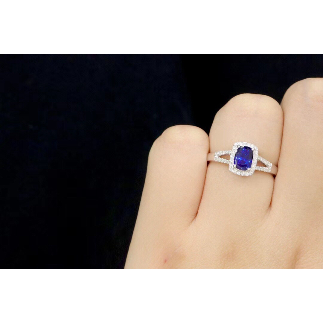 天然 ロイヤルブルーサファイア ダイヤ リング1.18ct k18 f