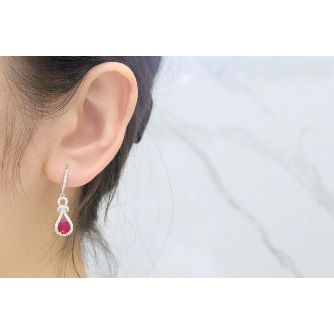 天然 ルビー ダイヤ ピアス1.74ct k18 f 3