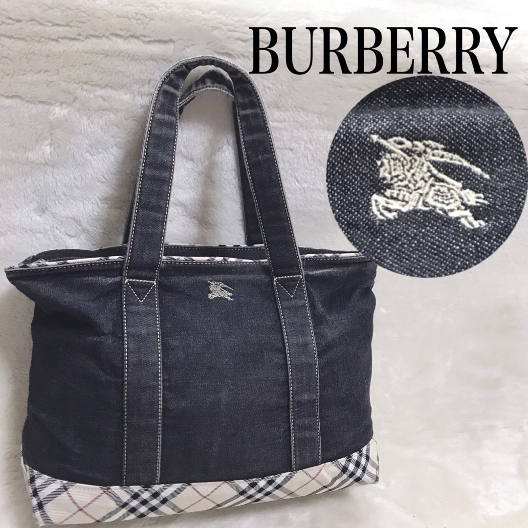 BURBERRY - BURBERRY デニム トートバッグ 切り替え ノバチェック