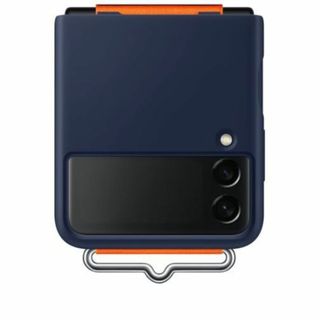 サムスン(SAMSUNG)の【純正品】Galaxy Z Flip3 シリコン カバー ストラップ ネイビー(Androidケース)