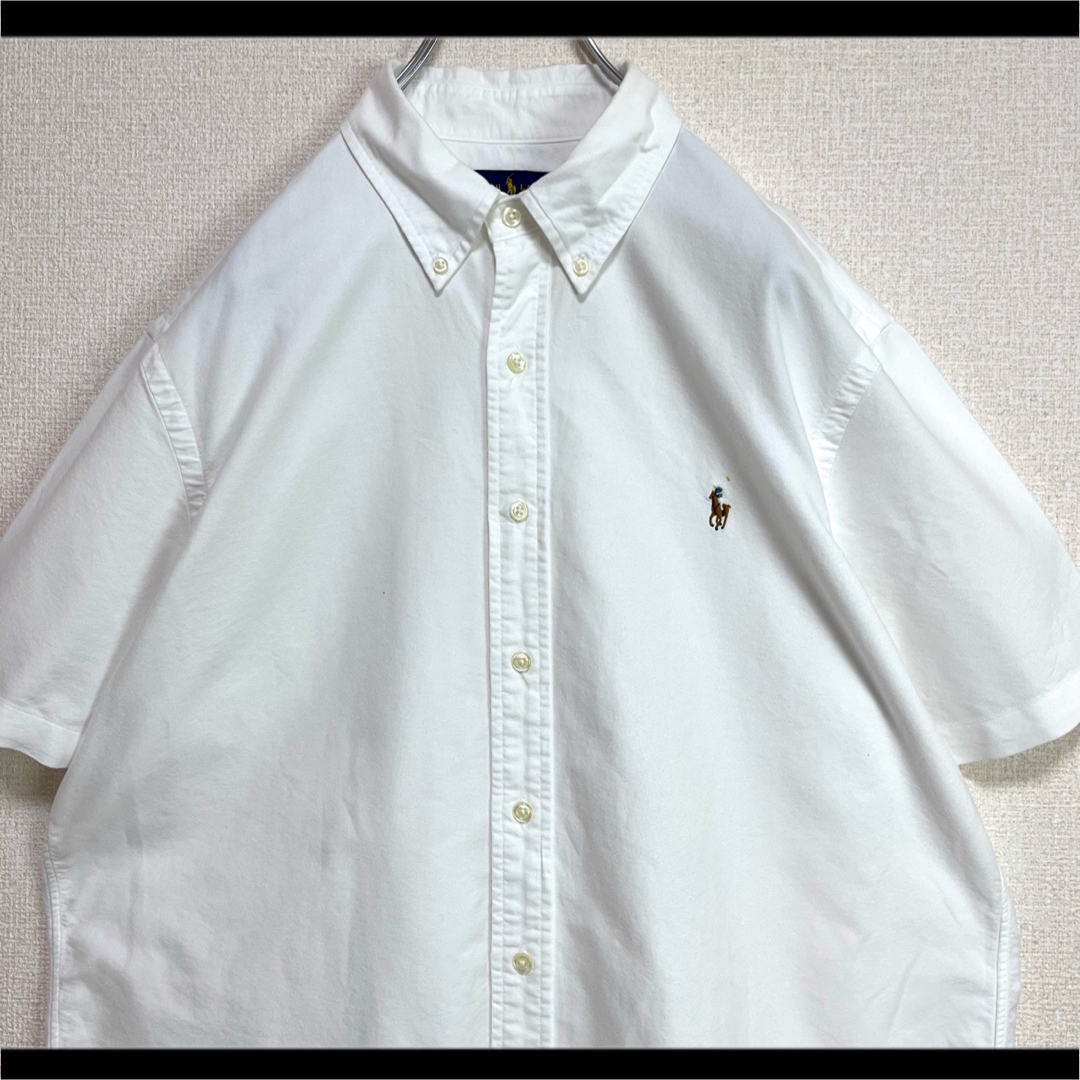 正規品 ラルフローレン BDシャツ 半袖 ホワイト マルチポニー刺繍 L