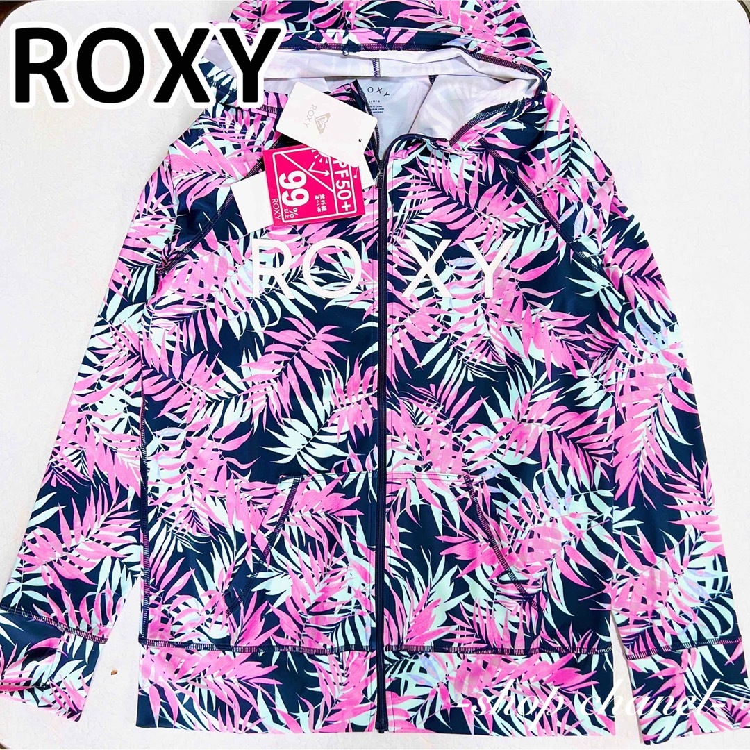 Roxy(ロキシー)の値下げ！新品★ROXY ロキシー リーフ柄 パーカー ラッシュガード/L ピンク レディースの水着/浴衣(水着)の商品写真