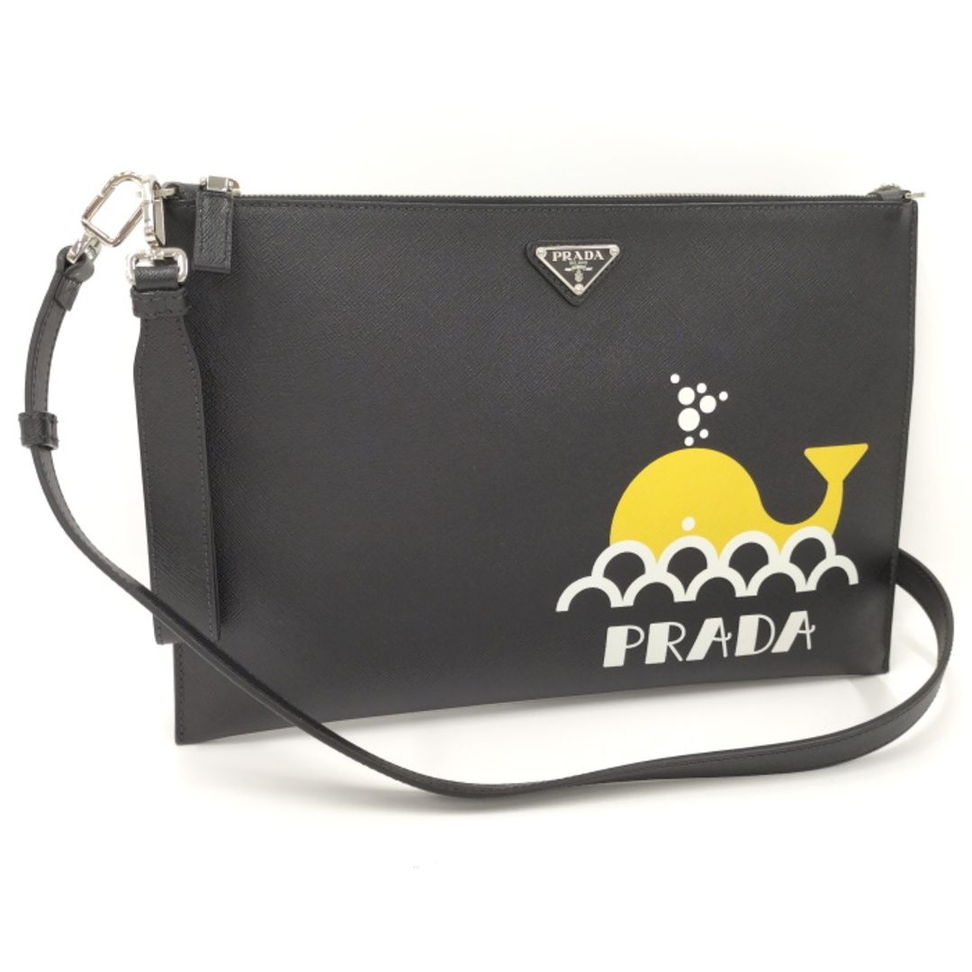 美品 PRADA プラダ 2way ショルダーバッグ クラッチバッグ ブラック