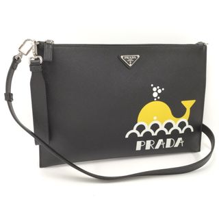 プラダ(PRADA)のPRADA 2WAYショルダーバッグ クラッチバッグくじら レザー ブラック(その他)