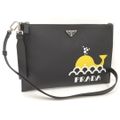 PRADA 2WAYショルダーバッグ クラッチバッグくじら レザー ブラック