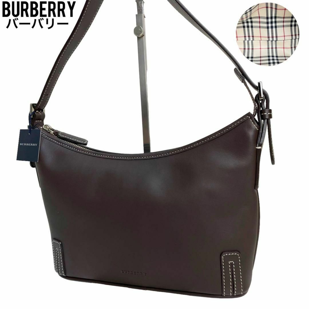 ✨タグ付き Burberry バーバリー ハンドバッグ ノバチェック レザー 茶-