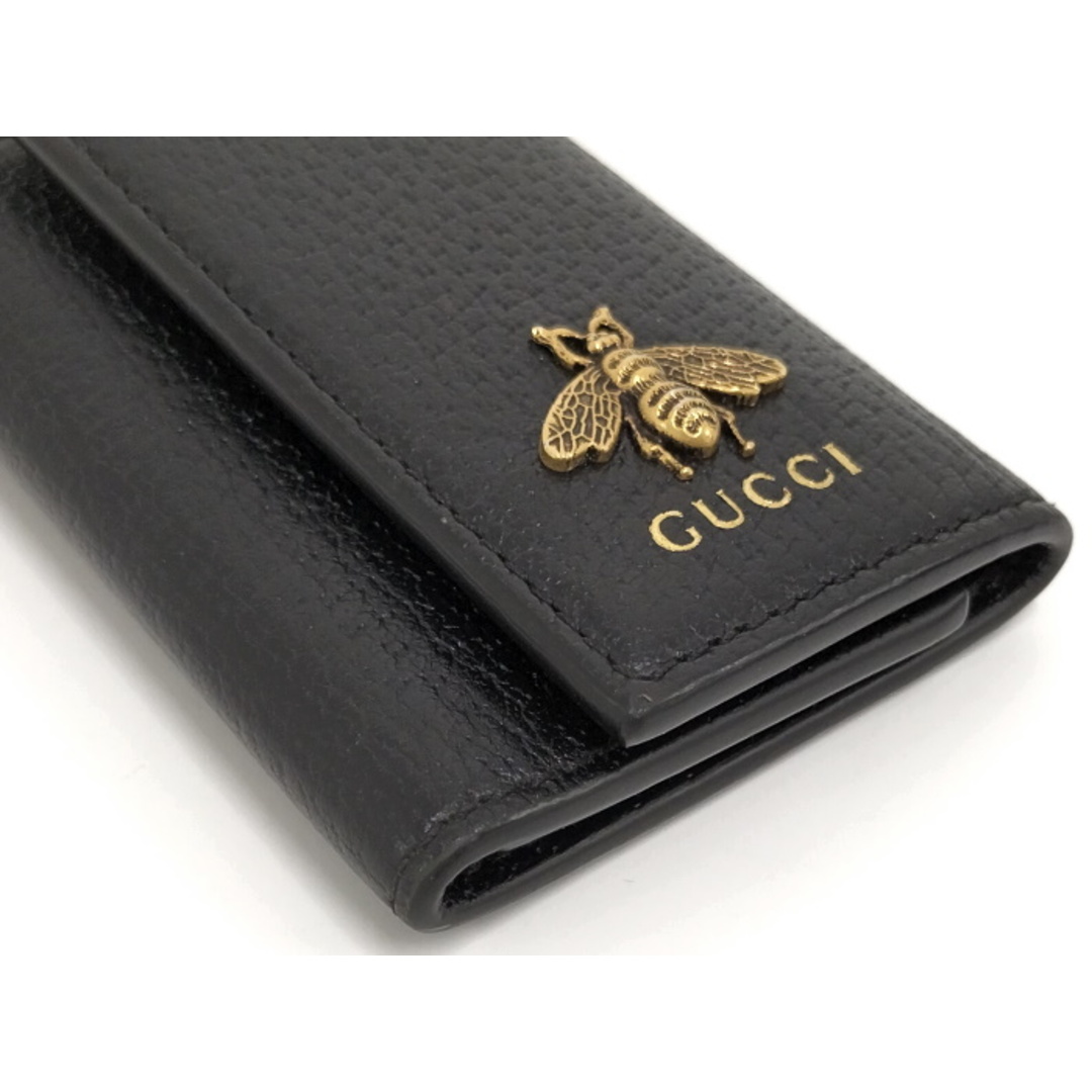 GUCCI グッチ 6連レザー キーケース 蜂 ビー ブラック ゴールド-