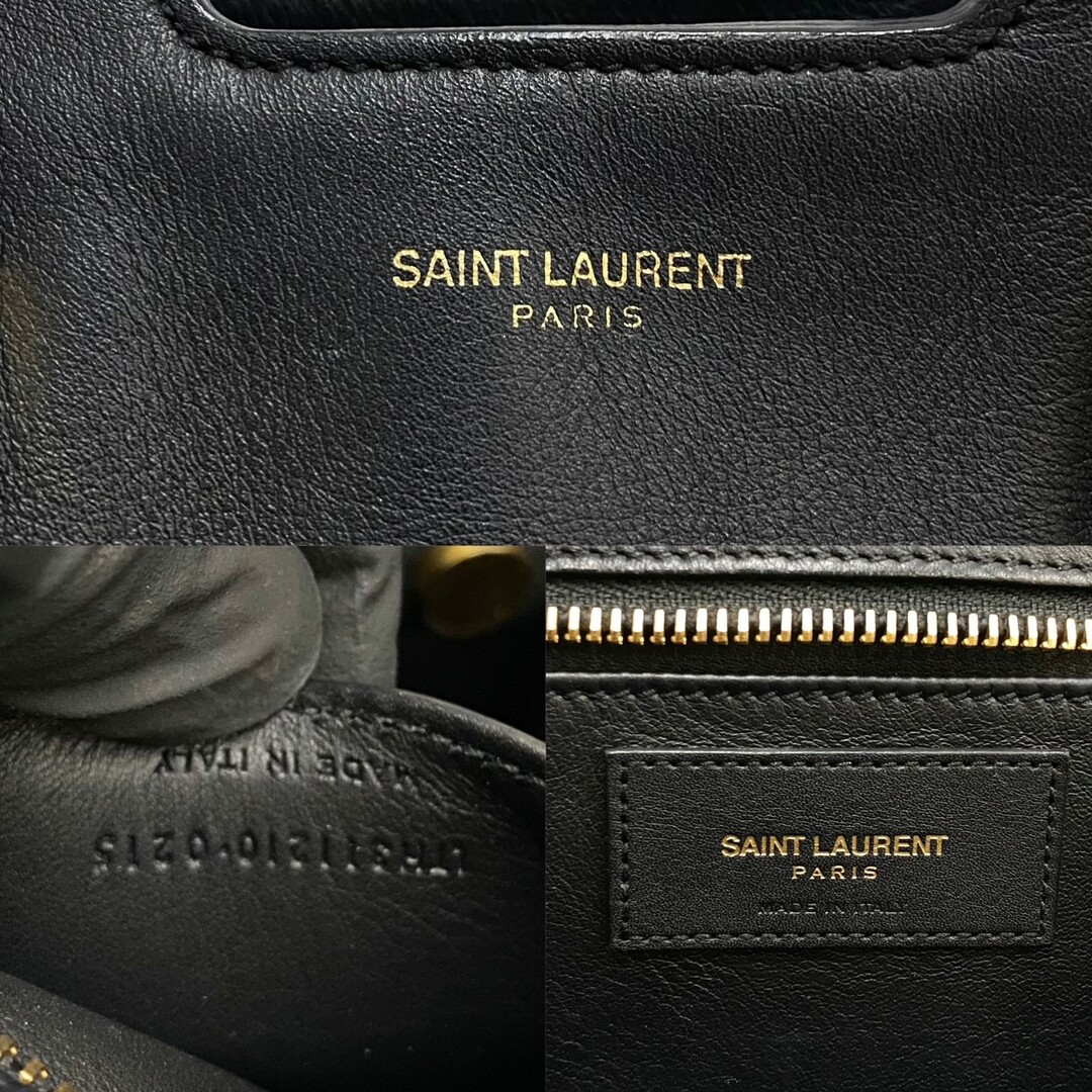 Saint Laurent(サンローラン)の極 美品 SAINT LAURENT PARIS サンローランパリ プチカバス Yライン 金具 レザー 本革 ハンドバッグ ミニ ボストンバッグ ブラック 53241 レディースのバッグ(ハンドバッグ)の商品写真
