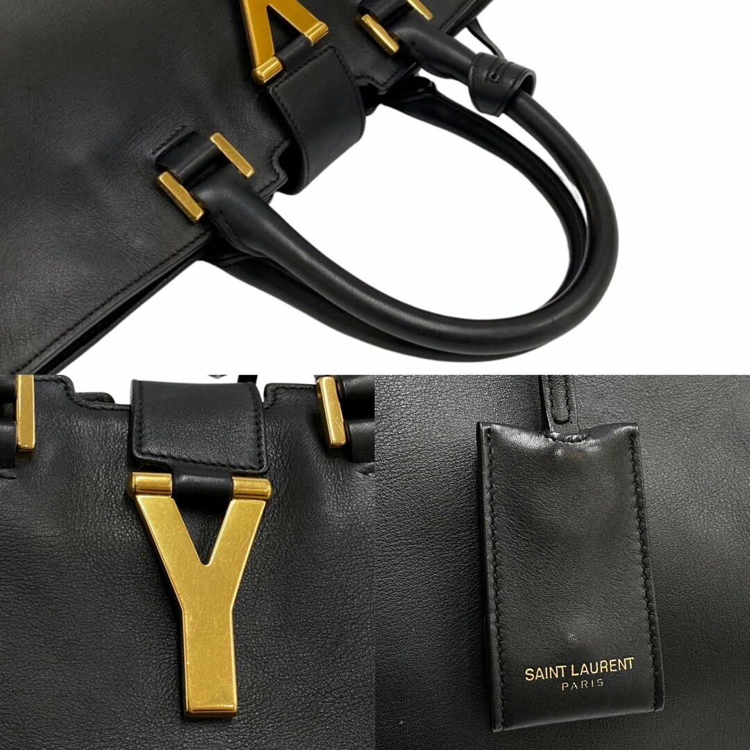 極 美品 SAINT LAURENT PARIS サンローランパリ プチカバス Yライン 金具 レザー 本革 ハンドバッグ ミニ ボストンバッグ ブラック 53241 6