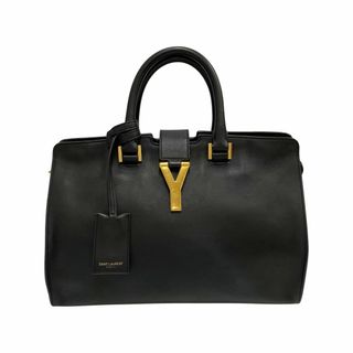 サンローラン(Saint Laurent)の極 美品 SAINT LAURENT PARIS サンローランパリ プチカバス Yライン 金具 レザー 本革 ハンドバッグ ミニ ボストンバッグ ブラック 53241(ハンドバッグ)