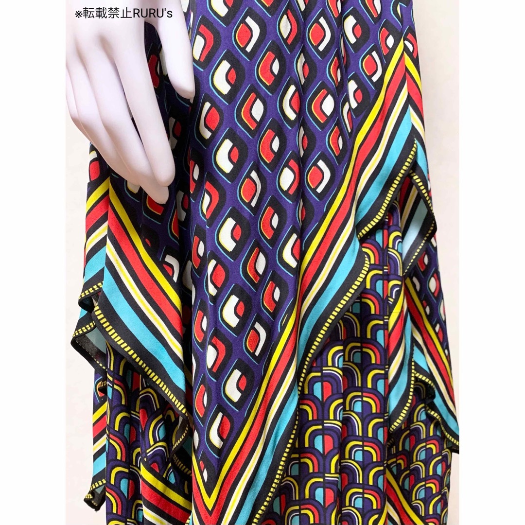 Alice+Olivia(アリスアンドオリビア)の新品 alice+olivia ジオメトリックプリント×スカーフヘム スカート レディースのスカート(ロングスカート)の商品写真