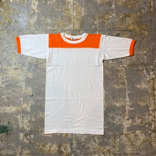 80s downerwear フットボール/リンガーtシャツ USA製 オレンジ(Tシャツ/カットソー(半袖/袖なし))