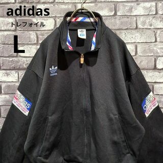 「希少」adidasOriginalナイロンジャケット 黒 ブラック 白 青 M
