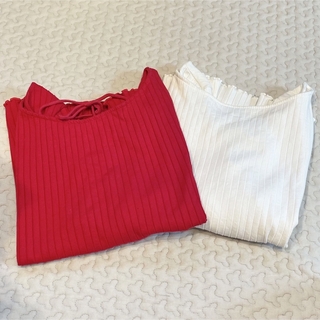 ジーユー(GU)のGU レースアップT ( ５部袖 ) セット(Tシャツ(半袖/袖なし))