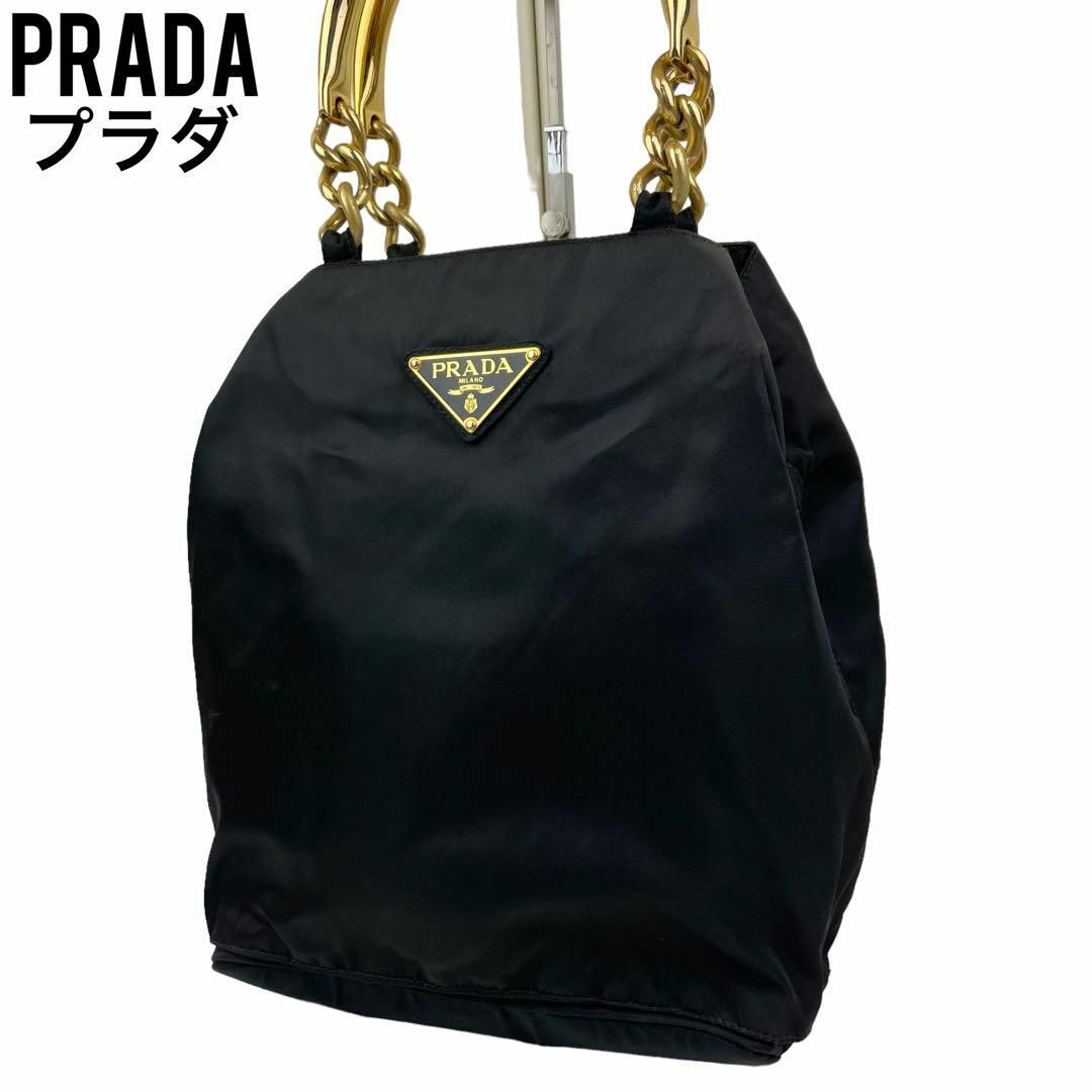 ✨美品　PRADA プラダ　ハンドバッグ　ブメタルハンドル ナイロン　ポコノ